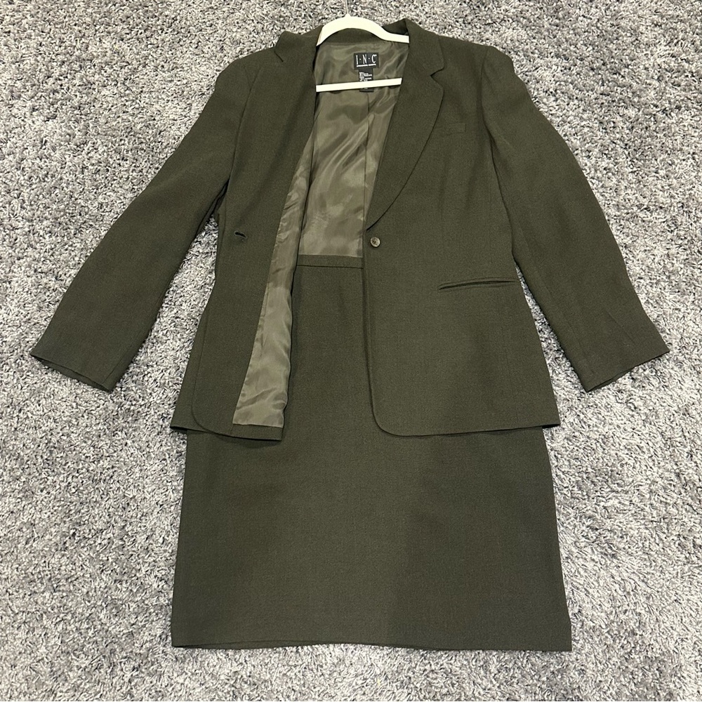 INC International Concepts Green Blazer Classic Suit Jacket